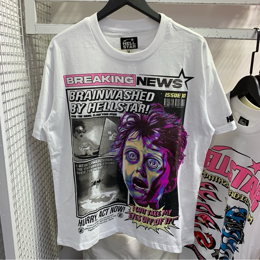Hellstar T-Shirt in White and Pink - unisex